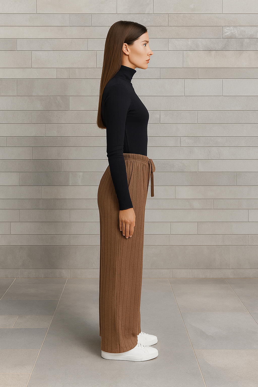 Raporlu Kadın Pijama Altı - Kahverengi