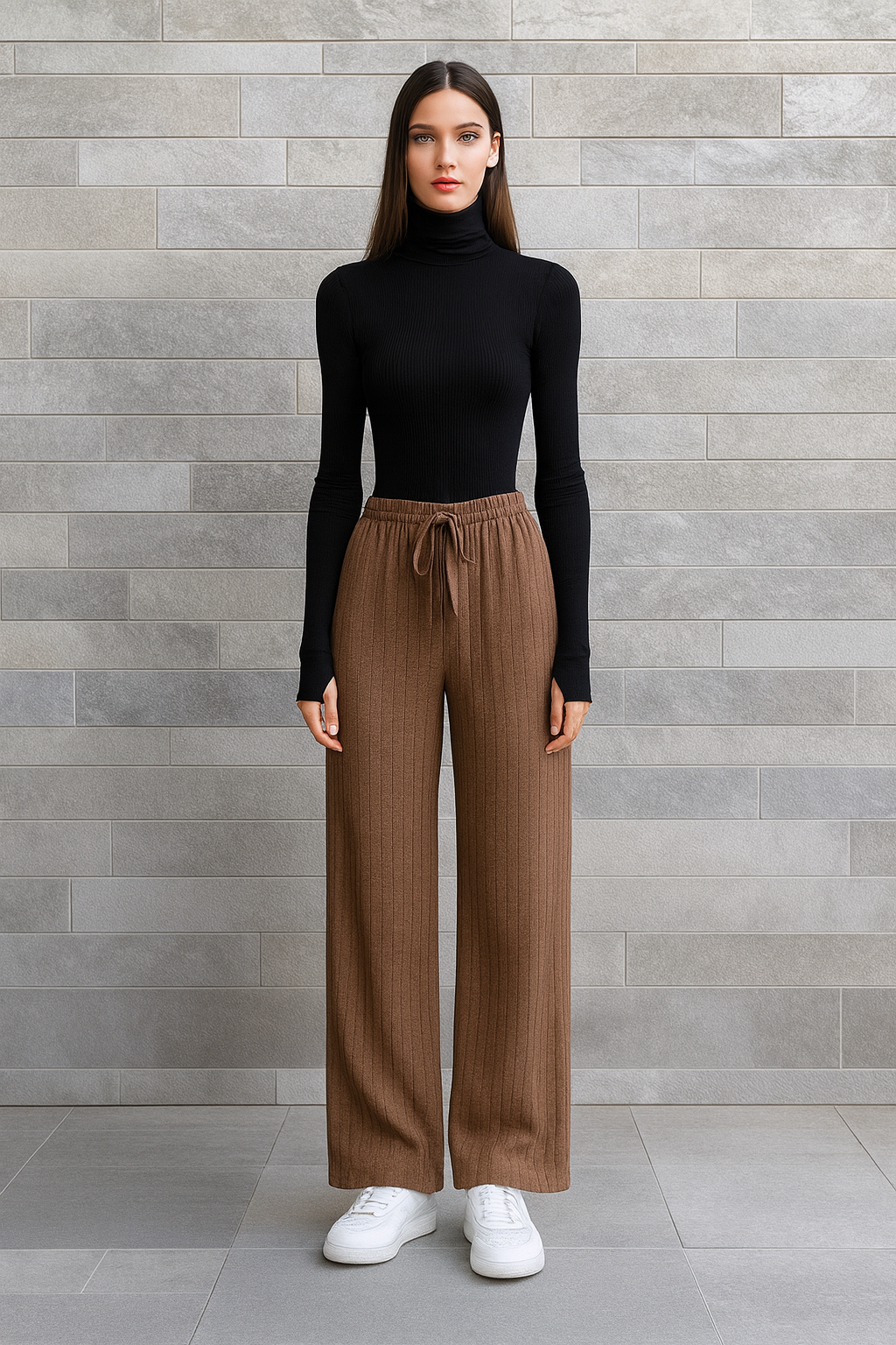 Raporlu Kadın Pijama Altı - Kahverengi